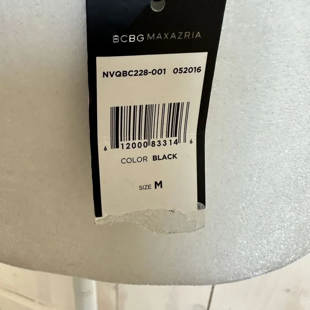 BCBG‎ MAXAZRIA Black Vegan Leather Wide  Woven Belt Size Medium M NWT Statement